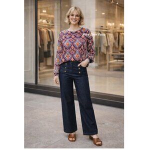 J.CREW PAISLEY MULTICOLOR TOP BLOUSE SIZE XS